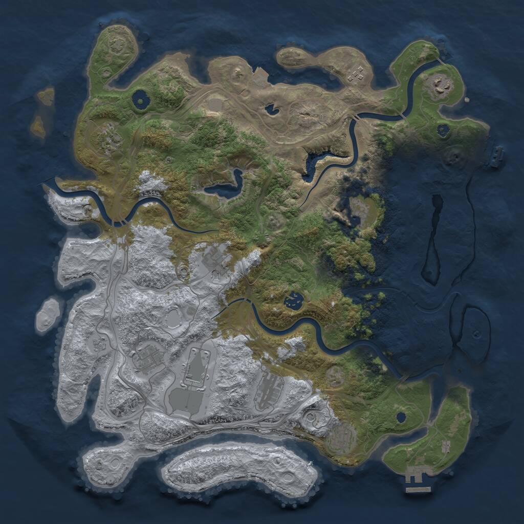 Rust Map: Procedural Map, Size: 4250, Seed: 34910281, 16 Monuments