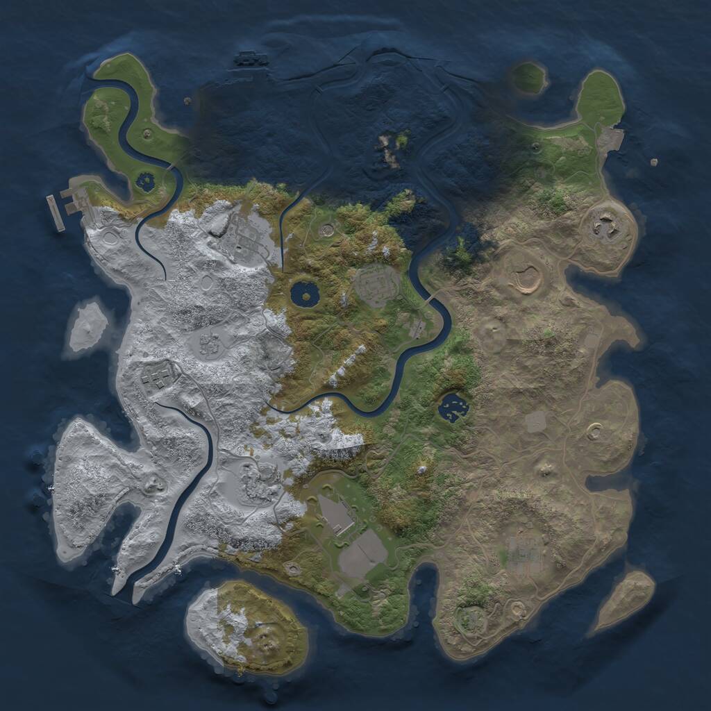 Rust Map: Procedural Map, Size: 3800, Seed: 15597393, 15 Monuments