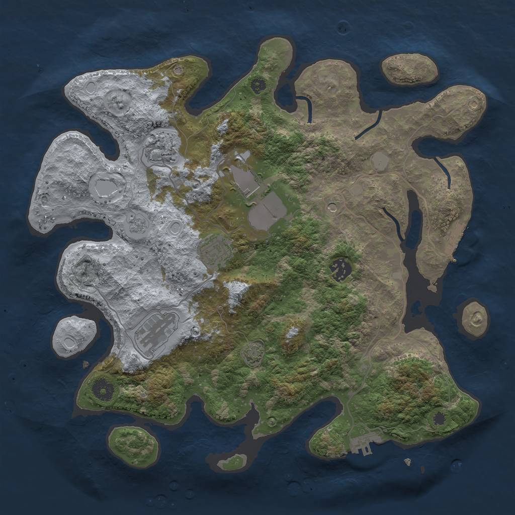 Rust Map: Procedural Map, Size: 3500, Seed: 1521795667, 13 Monuments