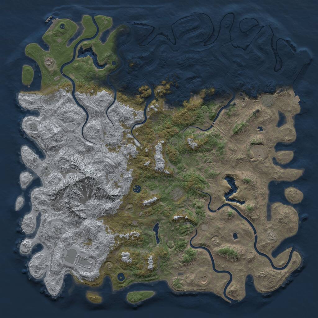 Rust Map: Procedural Map, Size: 6000, Seed: 509758, 17 Monuments