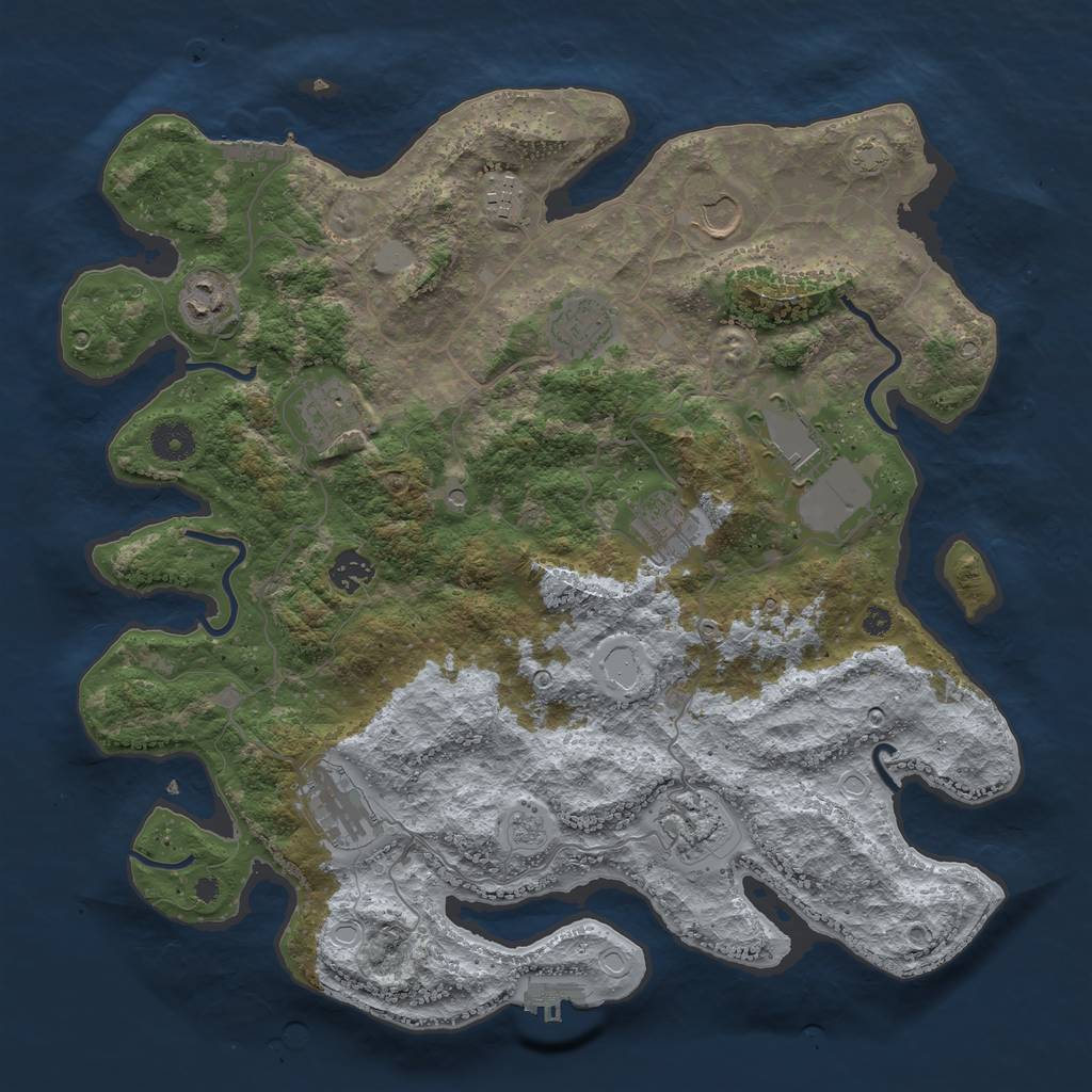 Rust Map: Procedural Map, Size: 3900, Seed: 81064869, 18 Monuments