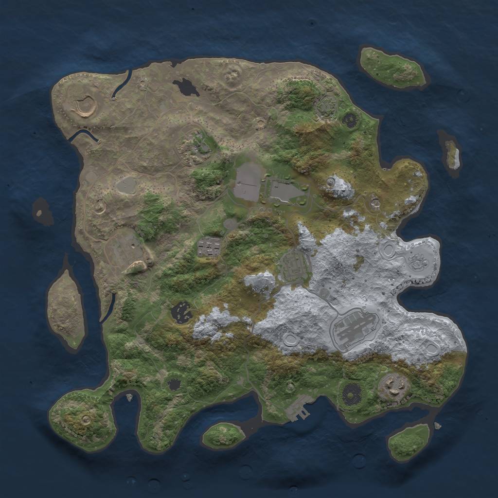 Rust Map: Procedural Map, Size: 3500, Seed: 12445, 16 Monuments