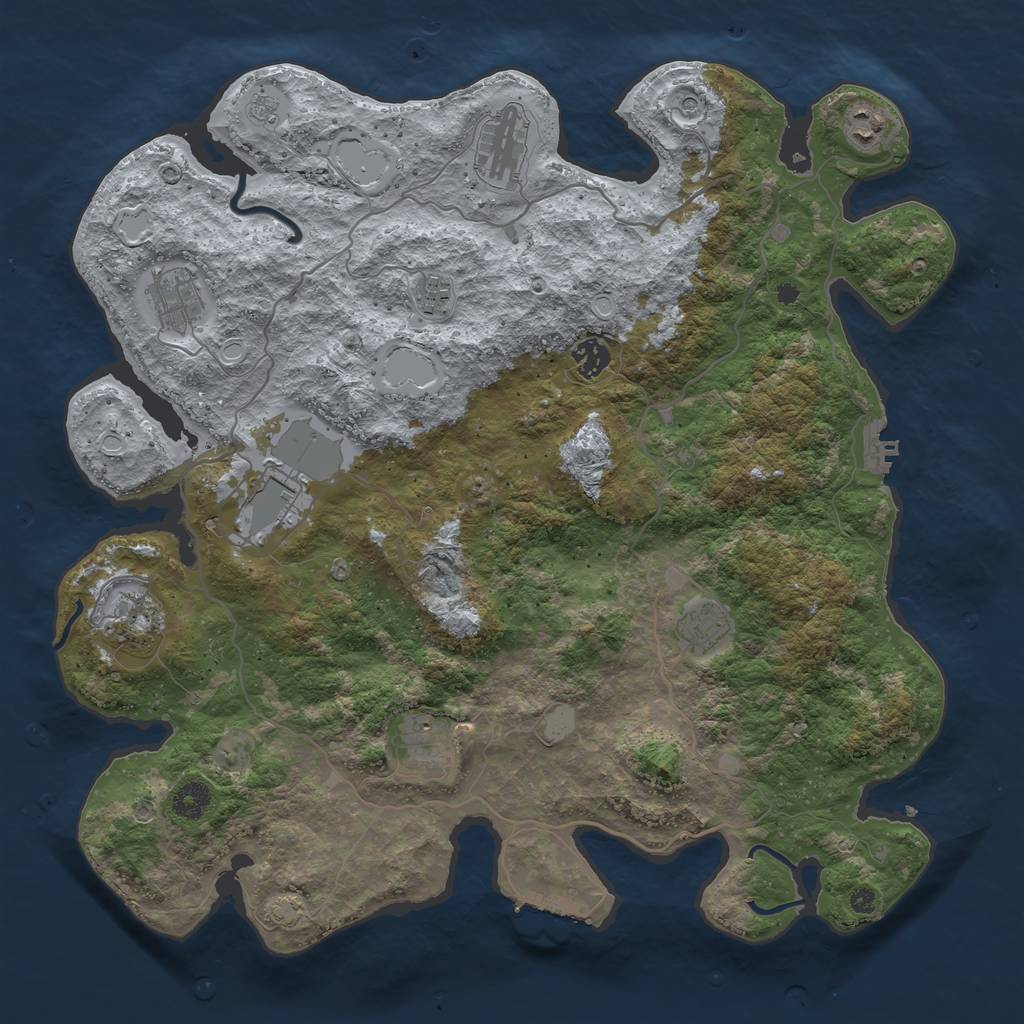 Rust Map: Procedural Map, Size: 4100, Seed: 42864, 17 Monuments