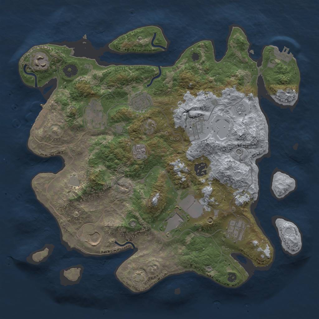 Rust Map: Procedural Map, Size: 3500, Seed: 1164230813, 17 Monuments