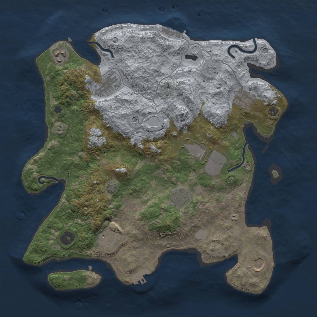Rust Map: Procedural Map, Size: 3500, Seed: 764575487, 15 Monuments