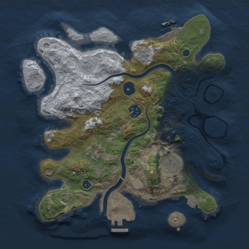 Rust Map: Procedural Map, Size: 3000, Seed: 1136958654, 10 Monuments