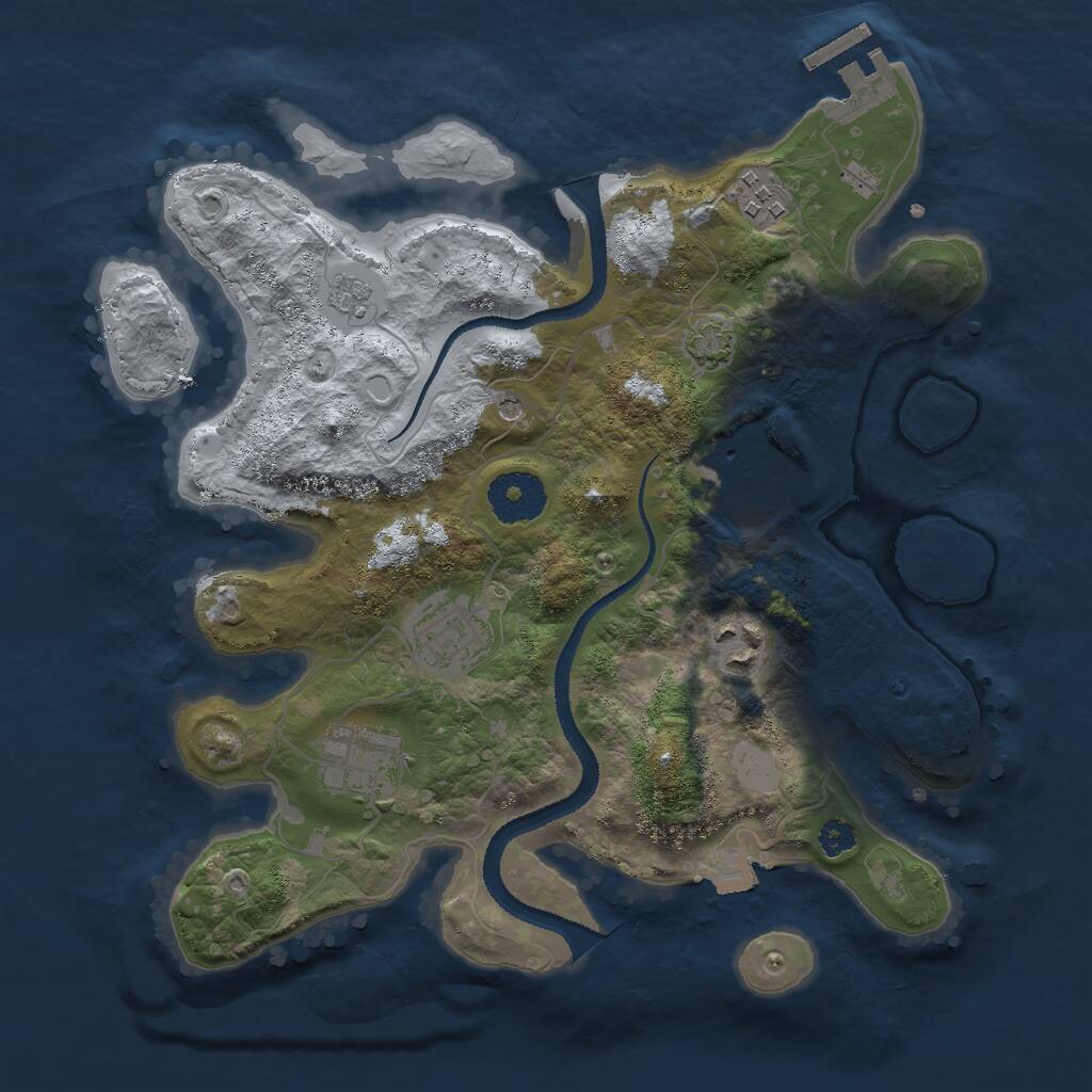 Rust Map: Procedural Map, Size: 3000, Seed: 1136958654, 10 Monuments