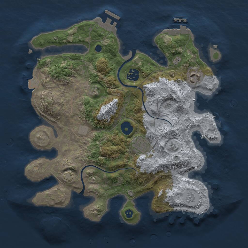 Rust Map: Procedural Map, Size: 3000, Seed: 24893, 9 Monuments
