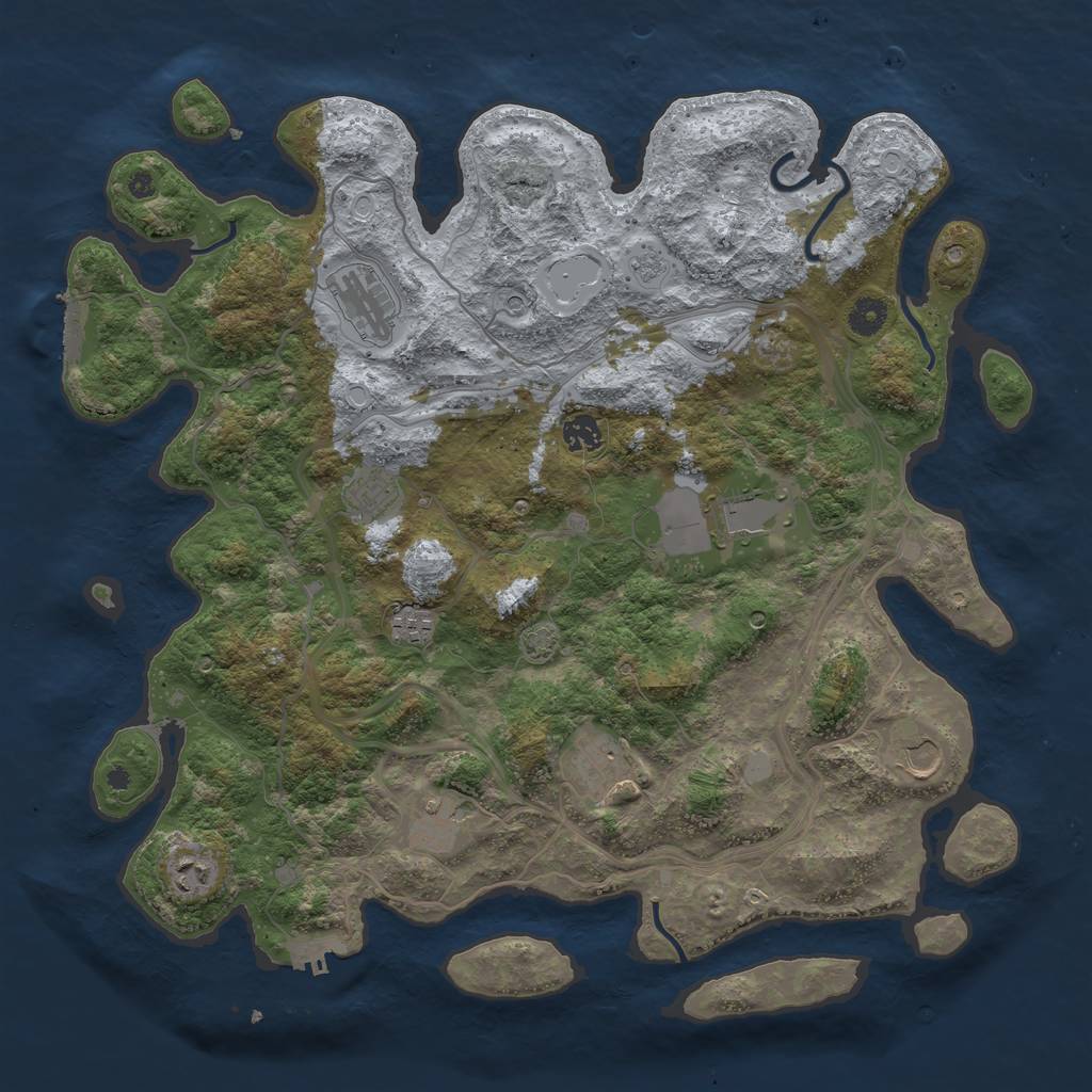Rust Map: Procedural Map, Size: 4250, Seed: 1881476367, 17 Monuments