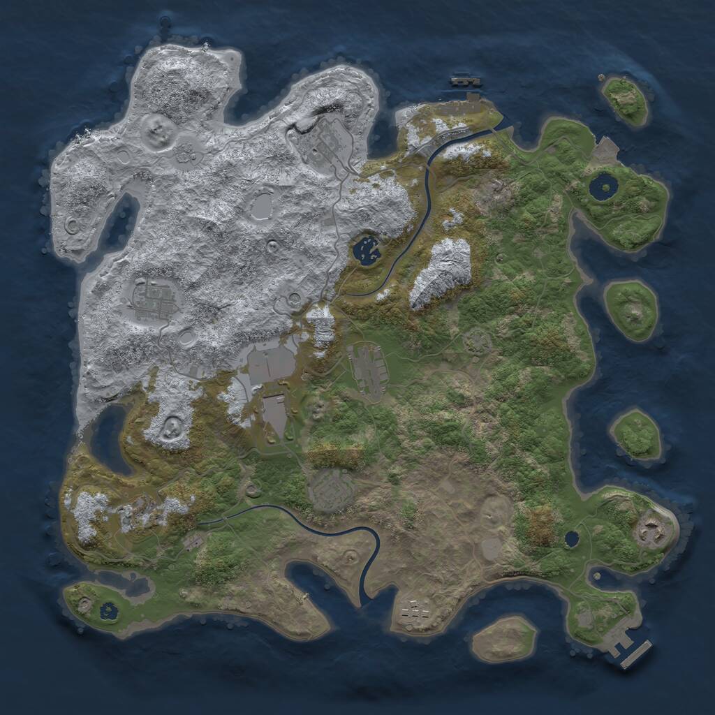 Rust Map: Procedural Map, Size: 3900, Seed: 8073640, 15 Monuments