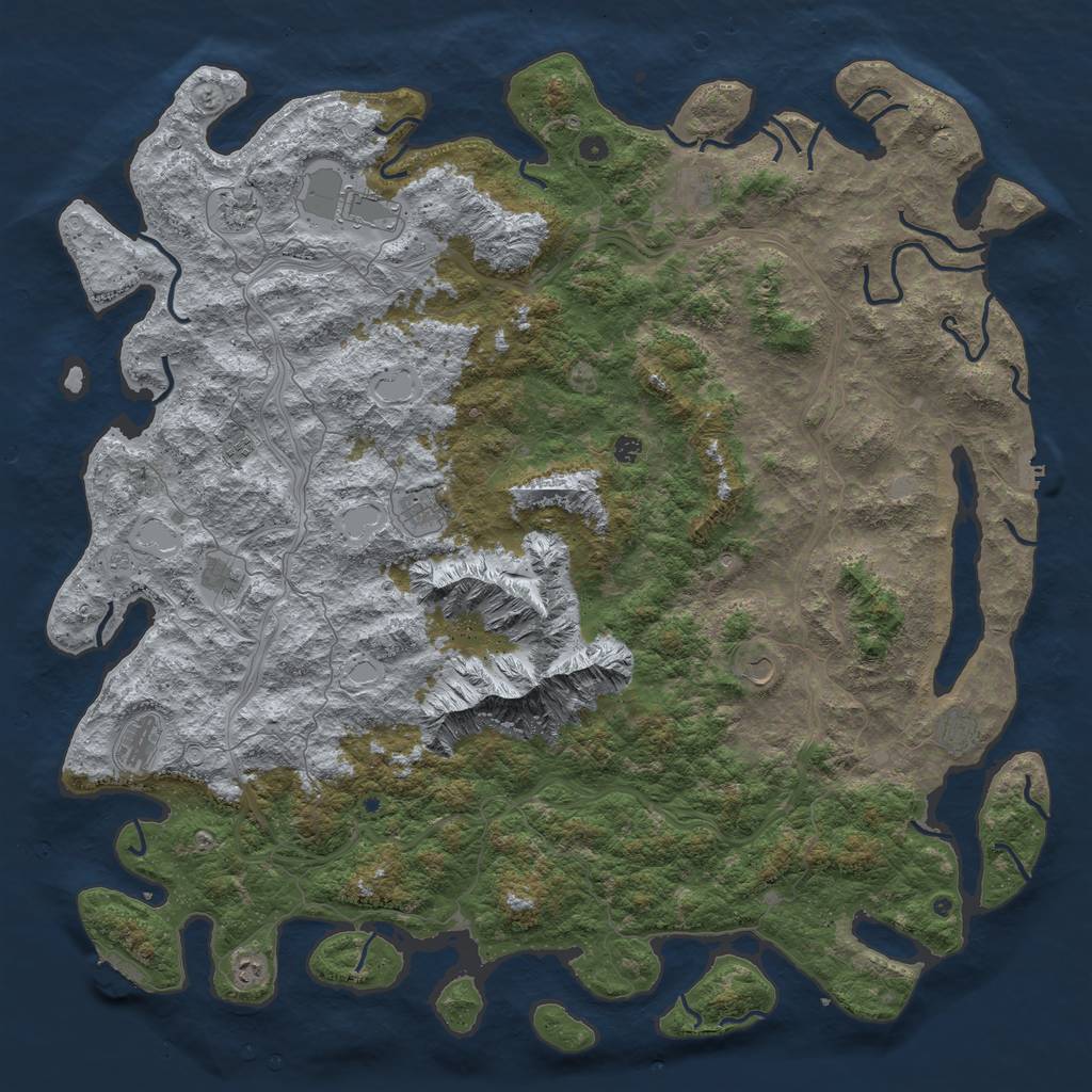 Rust Map: Procedural Map, Size: 6000, Seed: 133134377, 19 Monuments