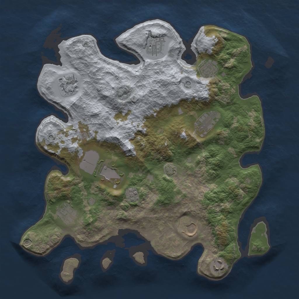 Rust Map: Barren, Size: 3500, Seed: 600792691, 13 Monuments