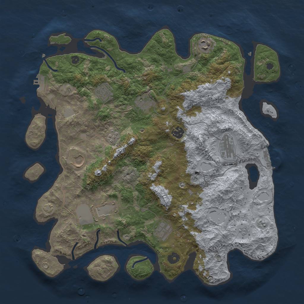 Rust Map: Procedural Map, Size: 3900, Seed: 13916279, 17 Monuments