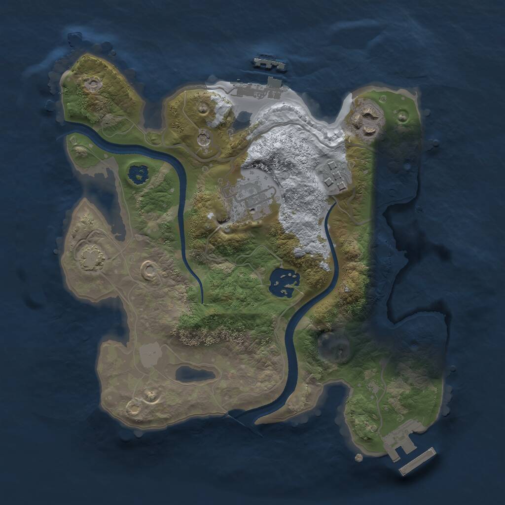 Rust Map: Procedural Map, Size: 2500, Seed: 466040644, 9 Monuments