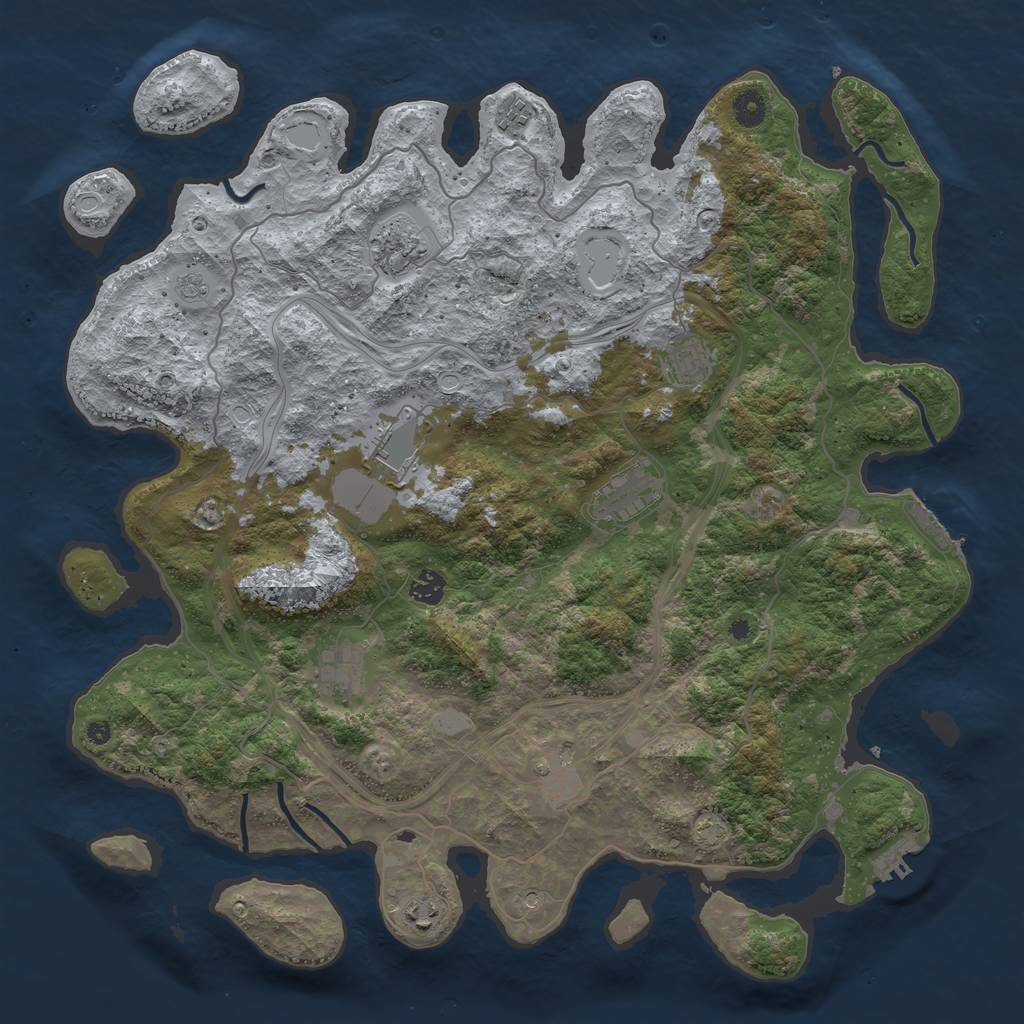 Rust Map: Procedural Map, Size: 4400, Seed: 32027053, 17 Monuments