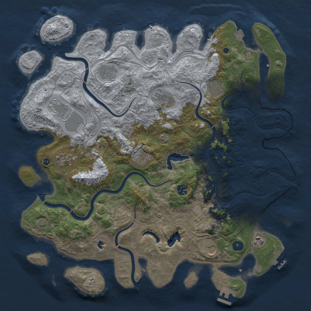 Rust Map: Procedural Map, Size: 4400, Seed: 32027053, 16 Monuments