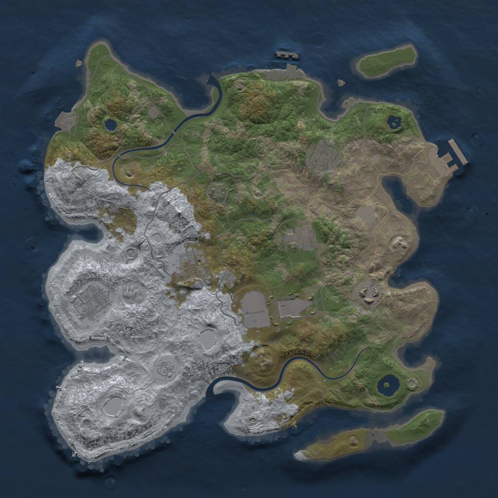 Rust Map: Procedural Map, Size: 3500, Seed: 7199214, 12 Monuments