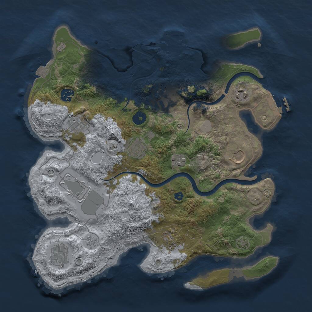 Rust Map: Procedural Map, Size: 3500, Seed: 7199214, 16 Monuments