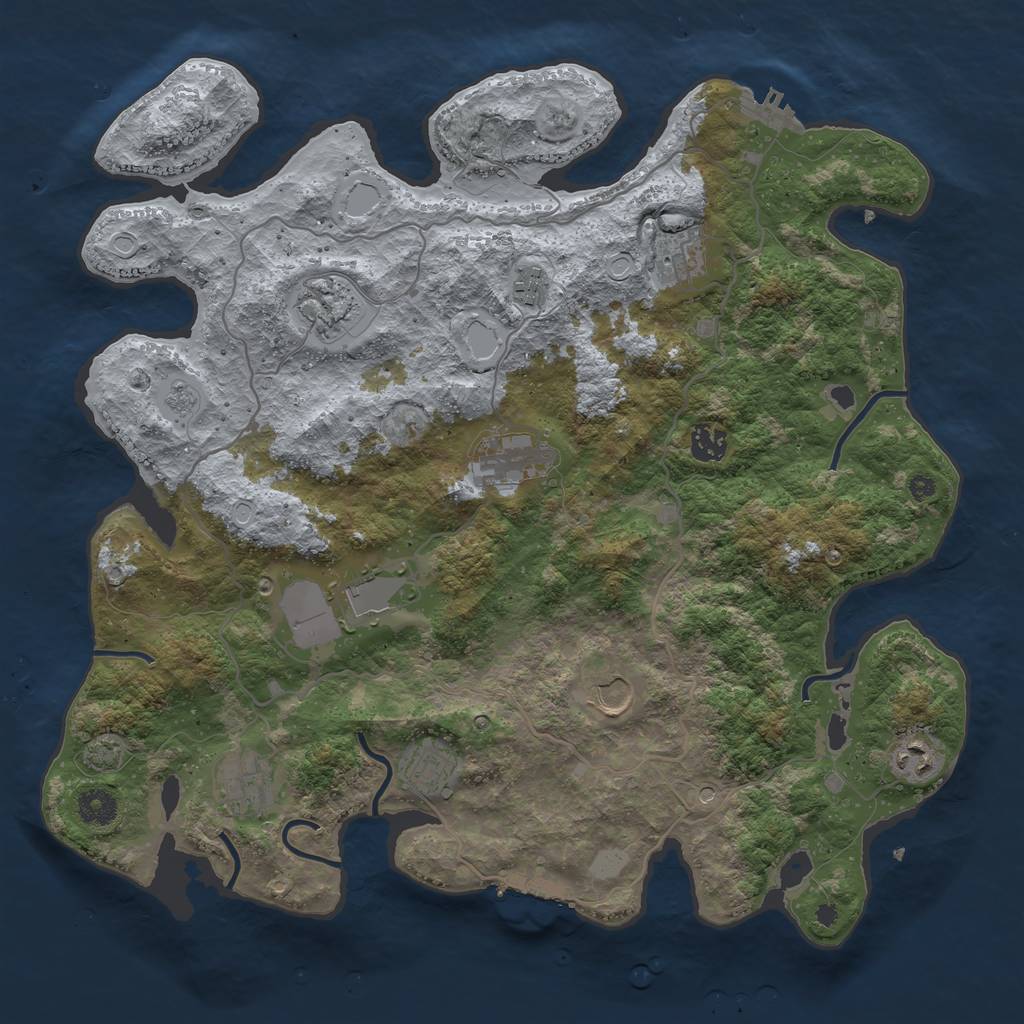 Rust Map: Procedural Map, Size: 4000, Seed: 55747718, 18 Monuments