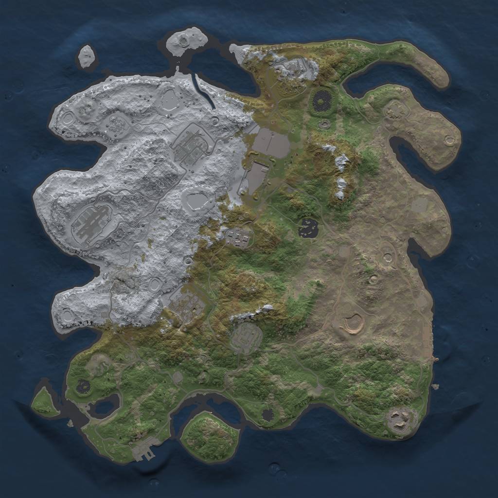 Rust Map: Procedural Map, Size: 3600, Seed: 1717838914, 18 Monuments