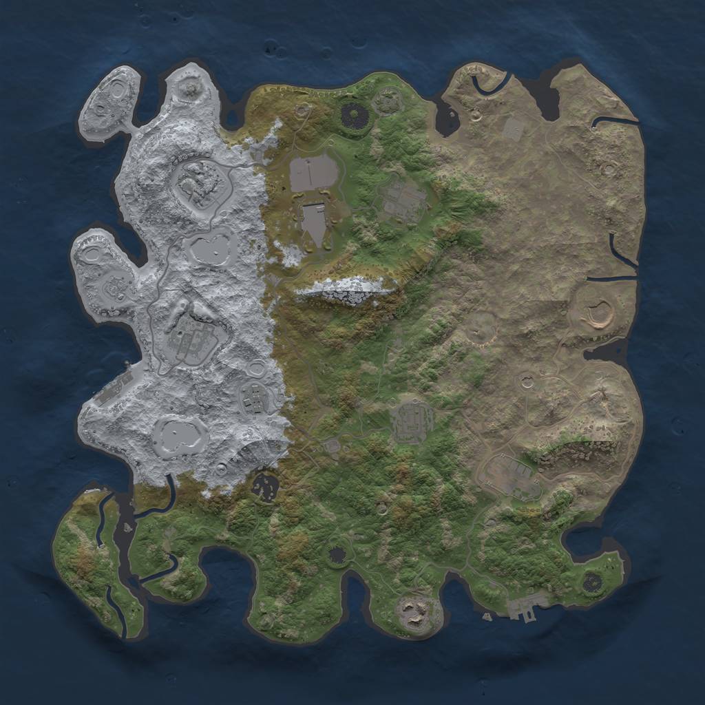 Rust Map: Procedural Map, Size: 3800, Seed: 7977211, 18 Monuments
