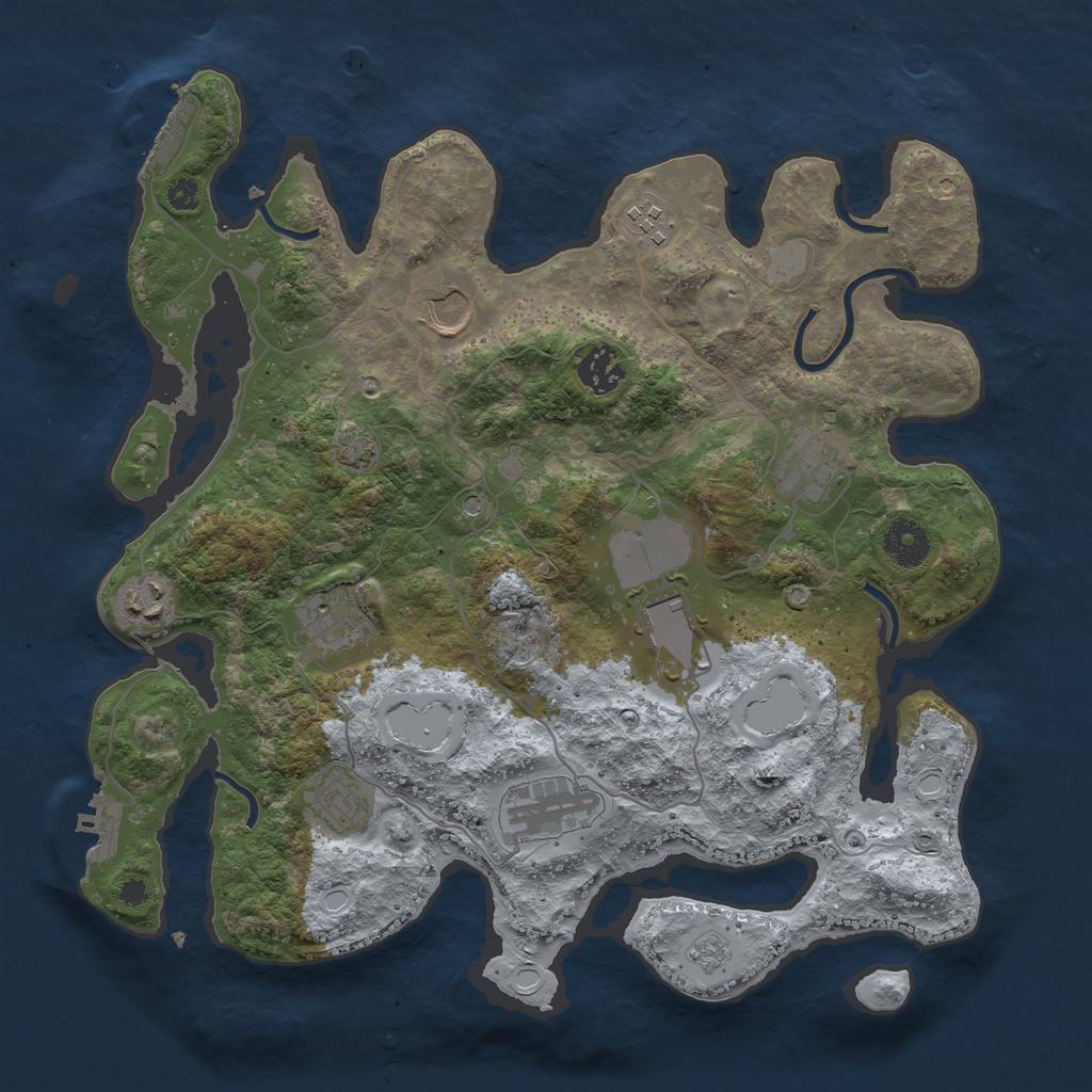 Rust Map: Procedural Map, Size: 3550, Seed: 43278580, 17 Monuments