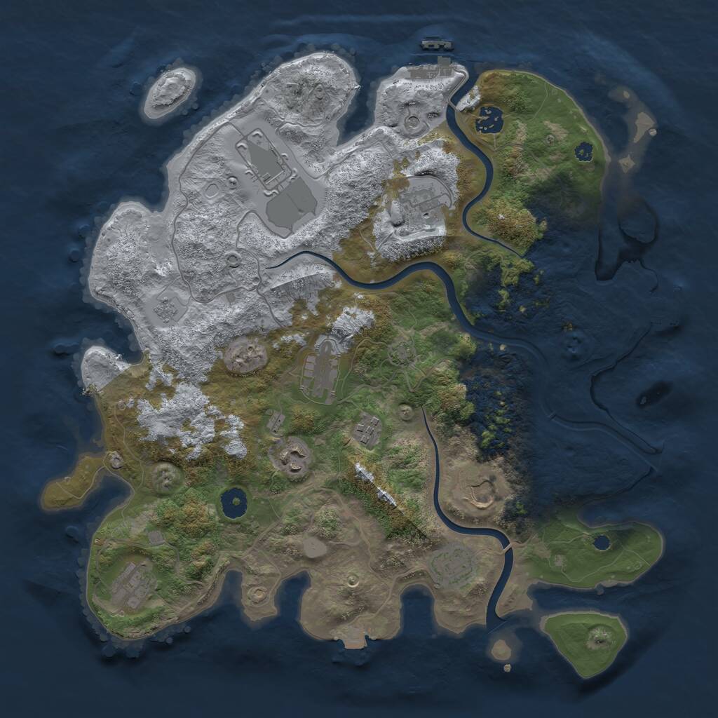 Rust Map: Procedural Map, Size: 3800, Seed: 44496191, 15 Monuments