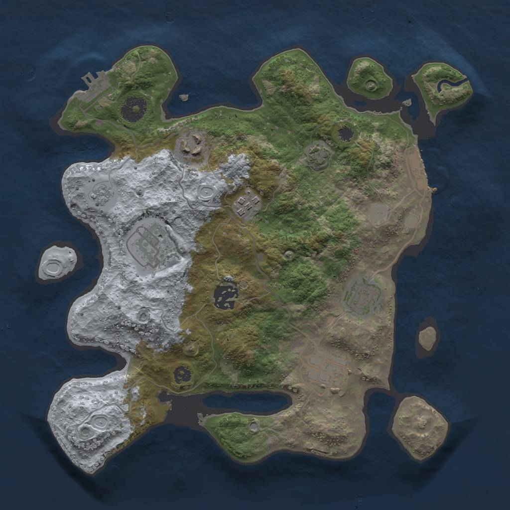 Rust Map: Procedural Map, Size: 3000, Seed: 27790, 13 Monuments