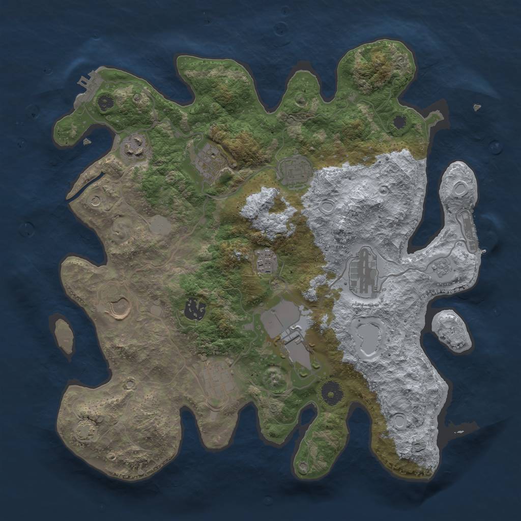 Rust Map: Procedural Map, Size: 3500, Seed: 1657090107, 17 Monuments