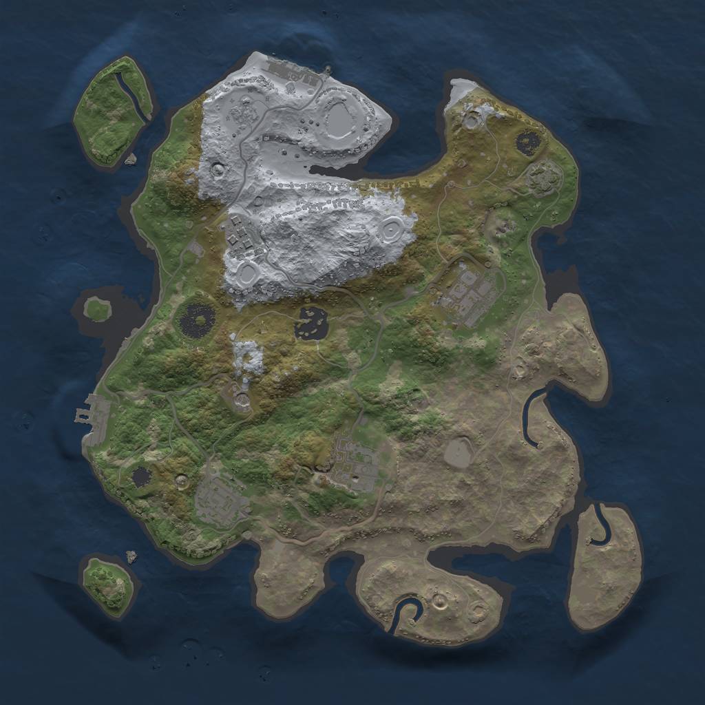 Rust Map: Procedural Map, Size: 3000, Seed: 7764, 13 Monuments