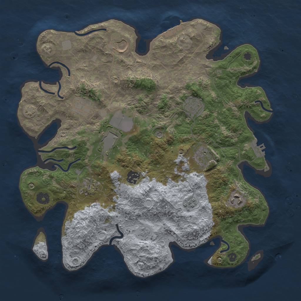 Rust Map: Procedural Map, Size: 3500, Seed: 87280339, 17 Monuments