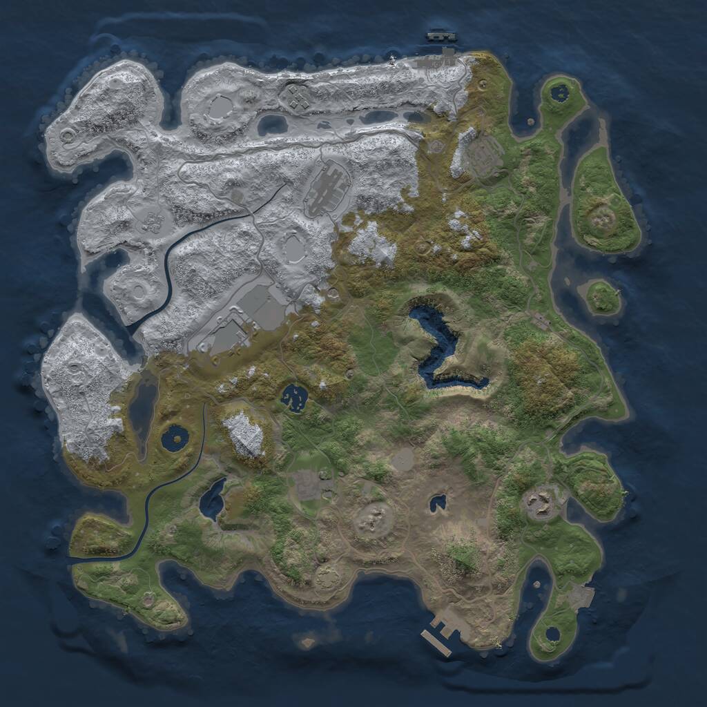 Rust Map: Procedural Map, Size: 4000, Seed: 234523, 13 Monuments