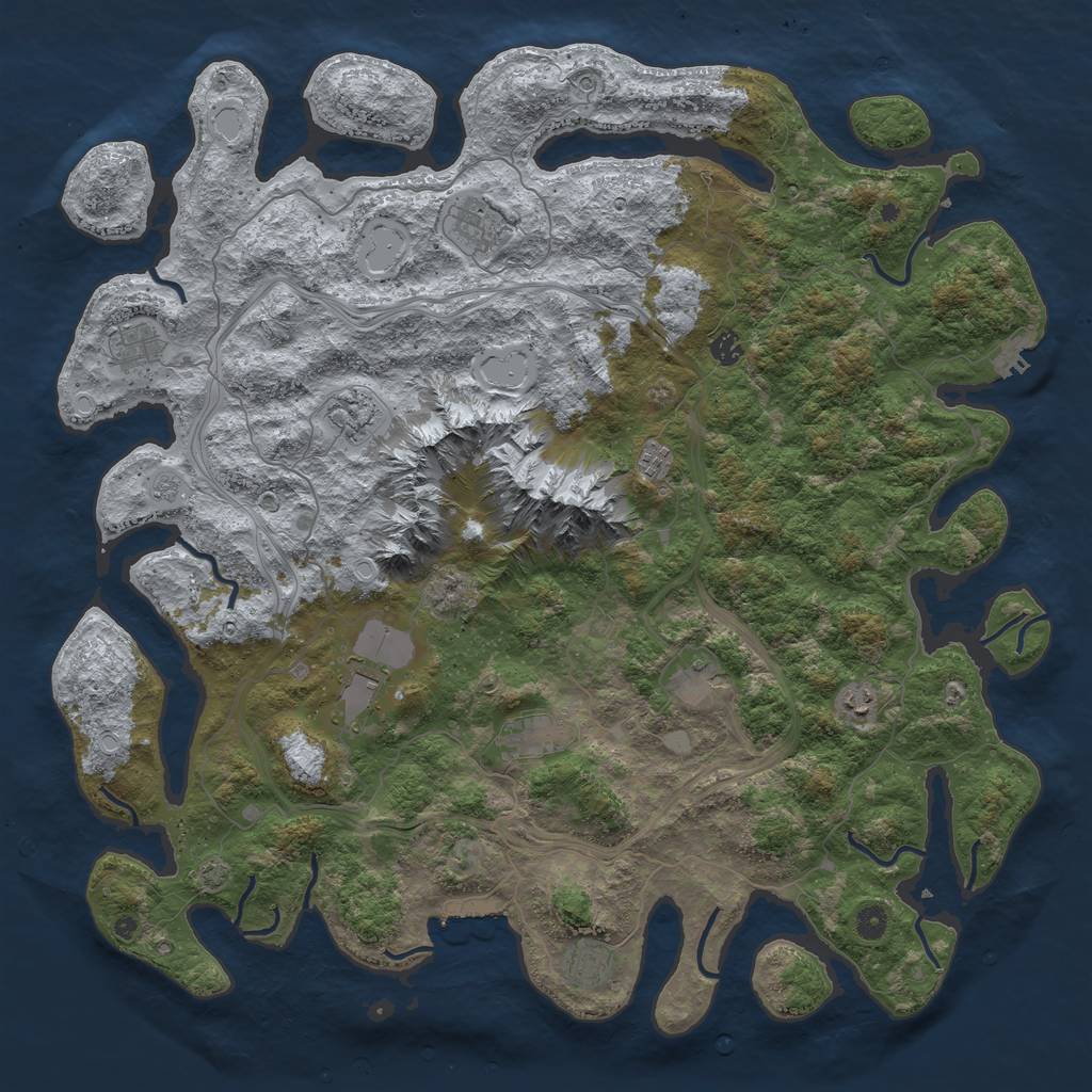 Rust Map: Procedural Map, Size: 5000, Seed: 234523, 18 Monuments
