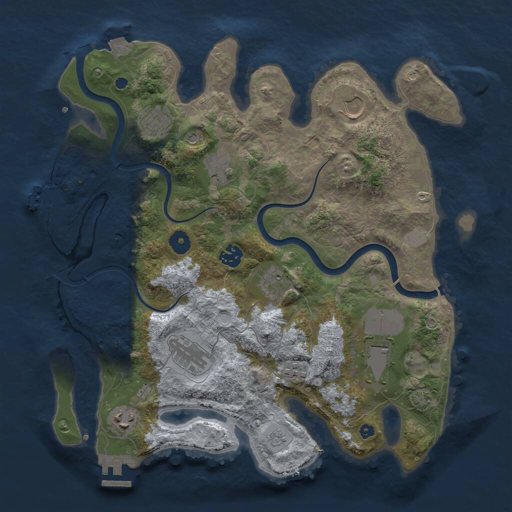 Rust Map: Procedural Map, Size: 3500, Seed: 884681817, 15 Monuments