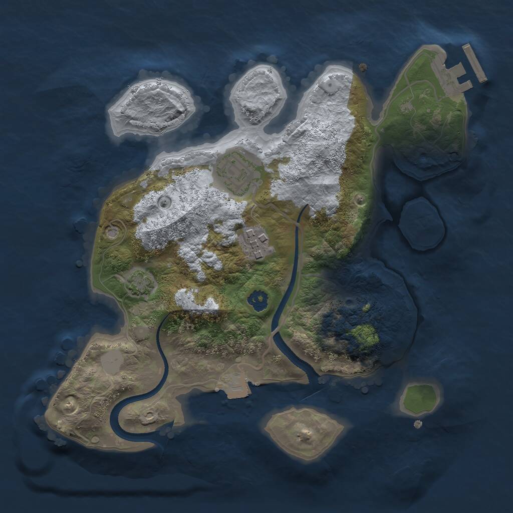 Rust Map: Procedural Map, Size: 2500, Seed: 1355983468, 5 Monuments