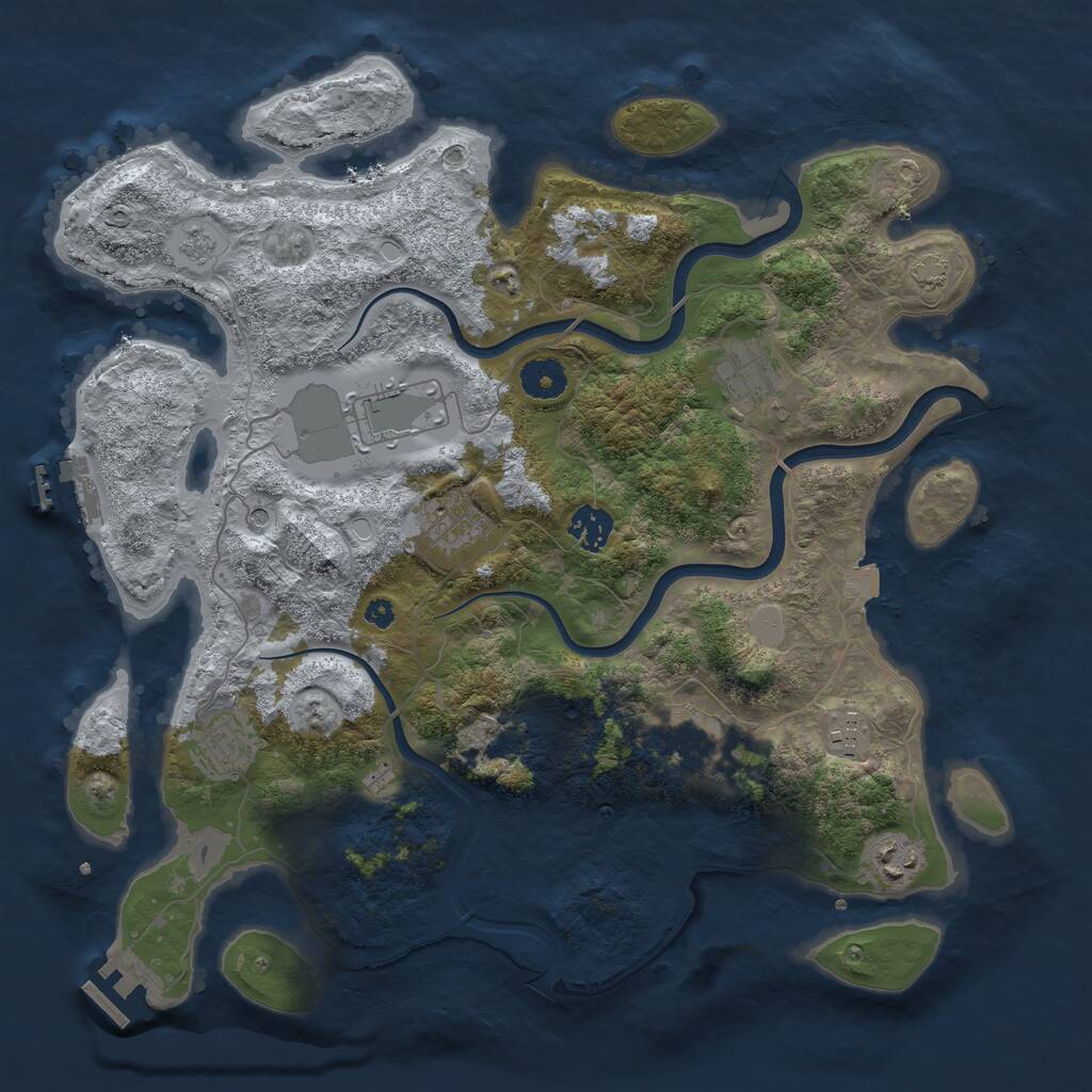 Rust Map: Procedural Map, Size: 3750, Seed: 15770077, 14 Monuments