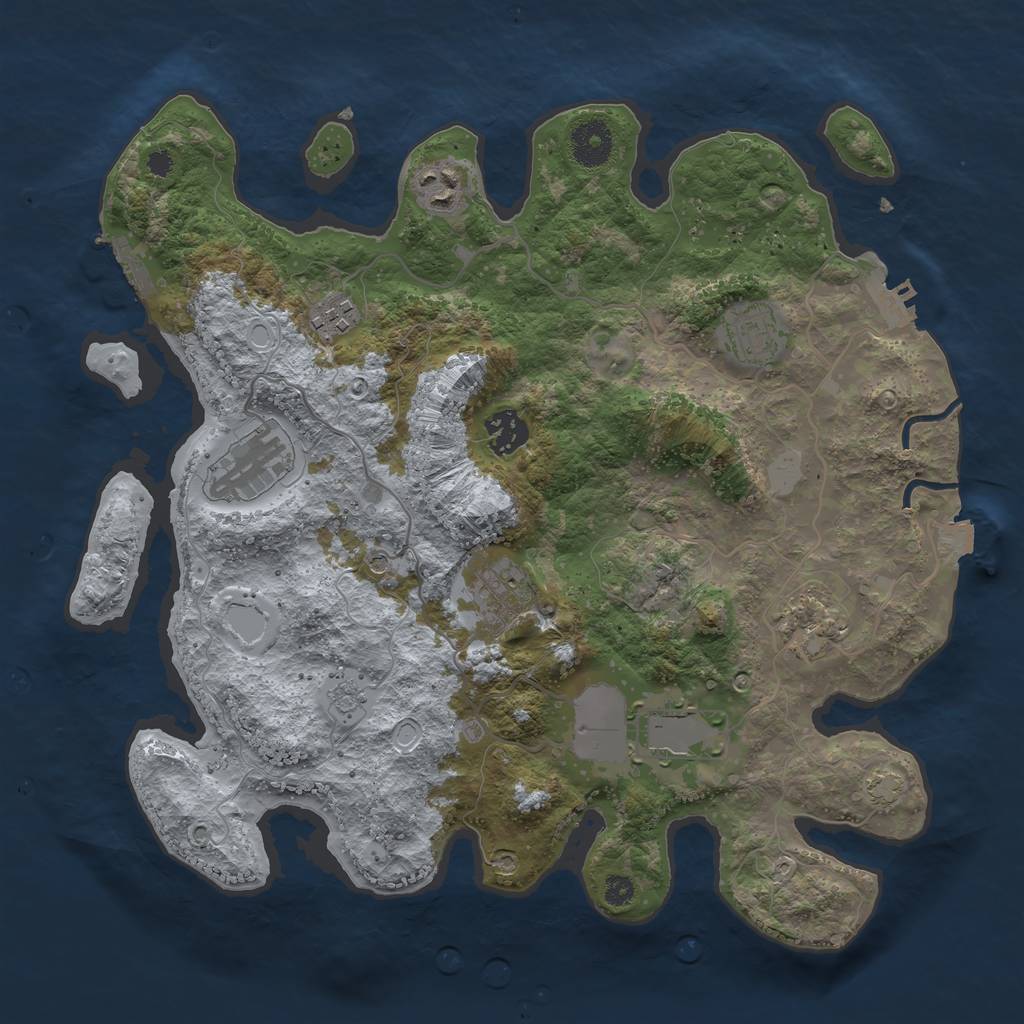 Rust Map: Procedural Map, Size: 3500, Seed: 25412423, 16 Monuments