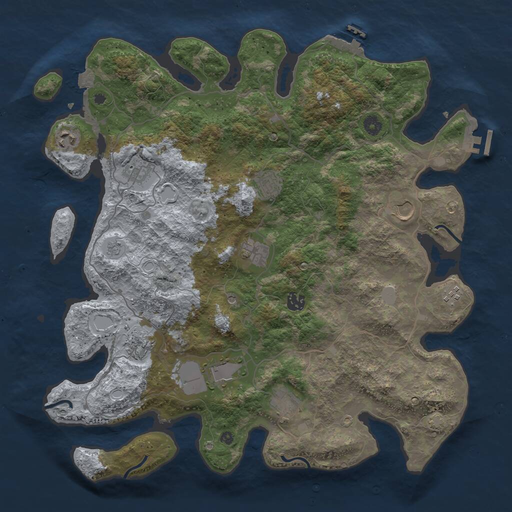 Rust Map: Procedural Map, Size: 4000, Seed: 34455, 16 Monuments