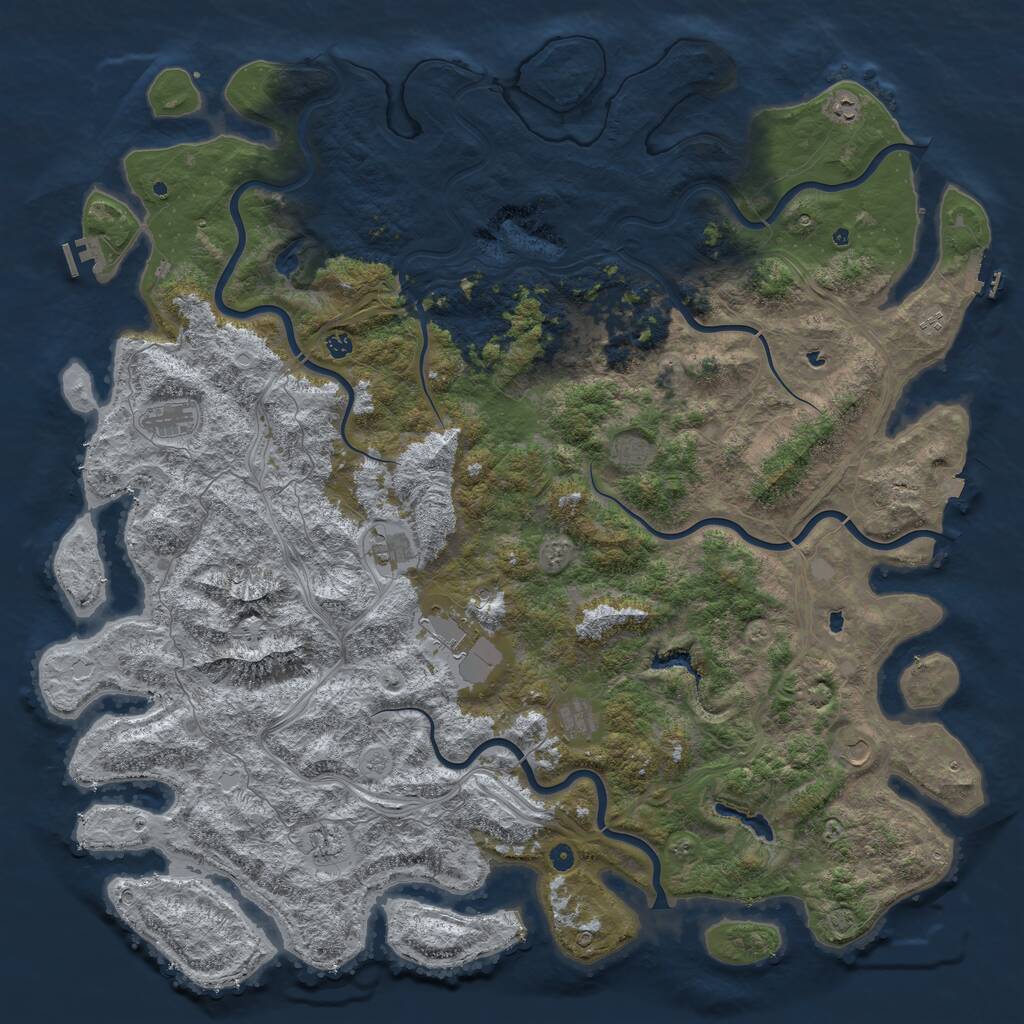 Rust Map: Procedural Map, Size: 6000, Seed: 1168149693, 17 Monuments