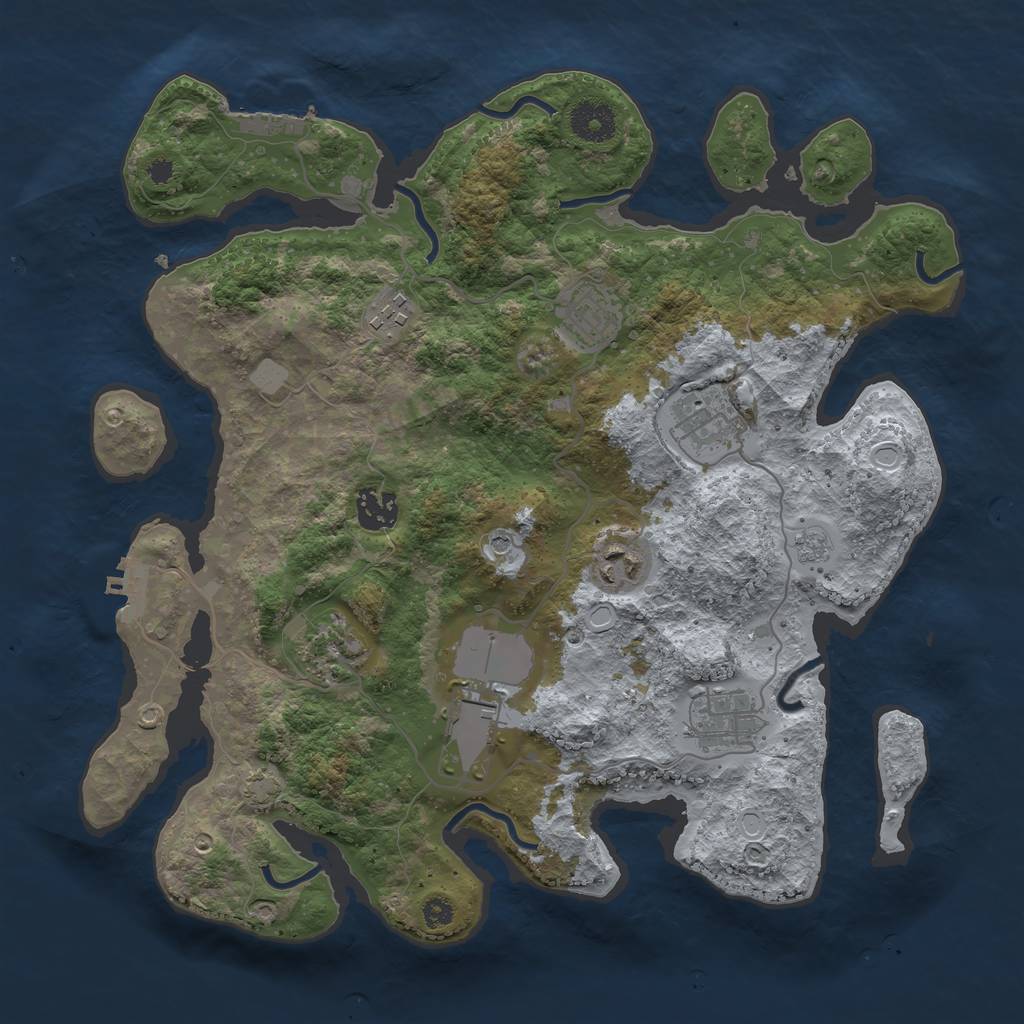 Rust Map: Procedural Map, Size: 3500, Seed: 2074536457, 16 Monuments