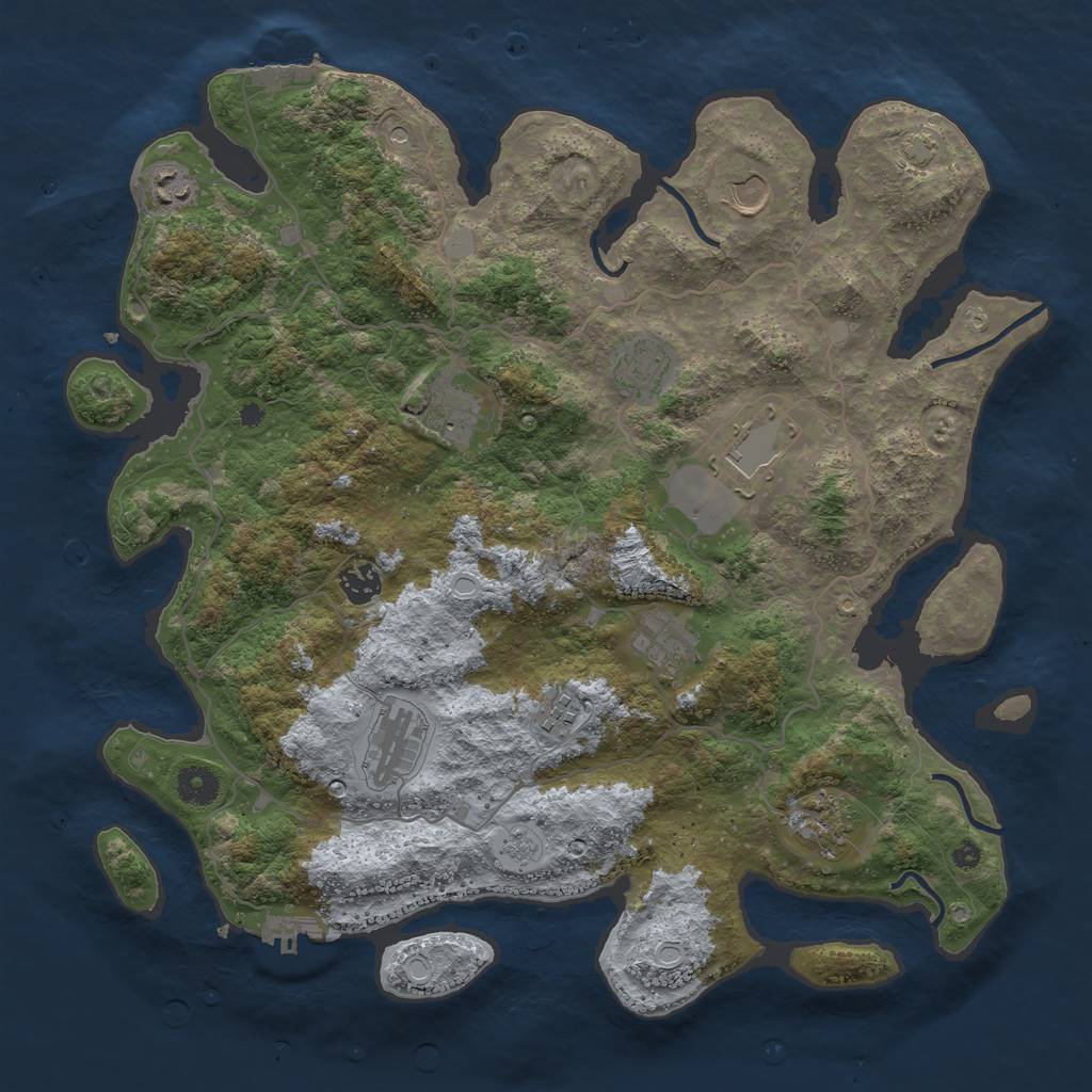 Rust Map: Procedural Map, Size: 4000, Seed: 592509863, 18 Monuments