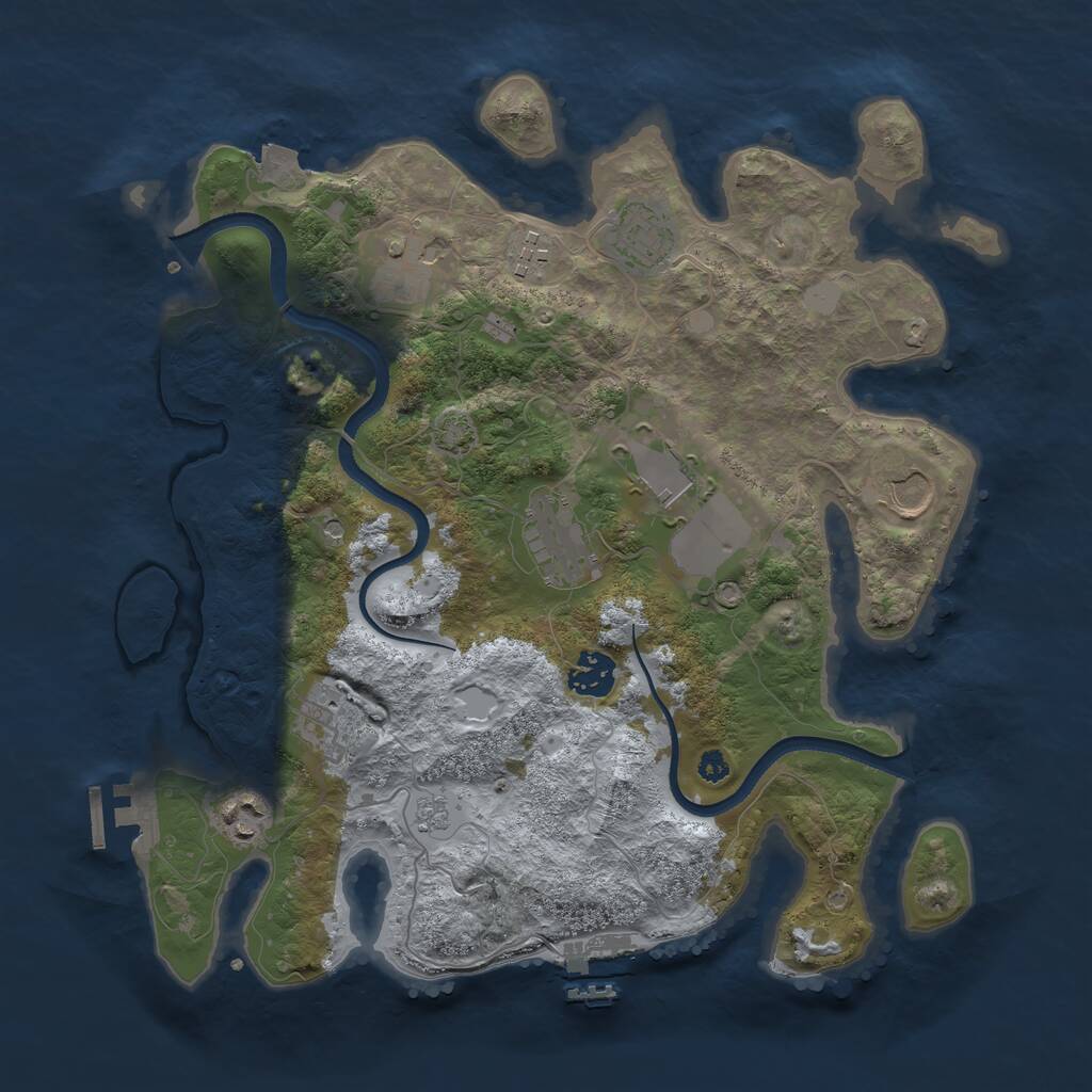 Rust Map: Procedural Map, Size: 3500, Seed: 1421422541, 15 Monuments