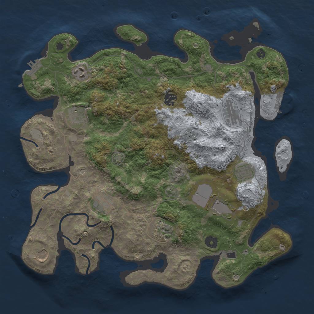 Rust Map: Procedural Map, Size: 3700, Seed: 1034072662, 17 Monuments