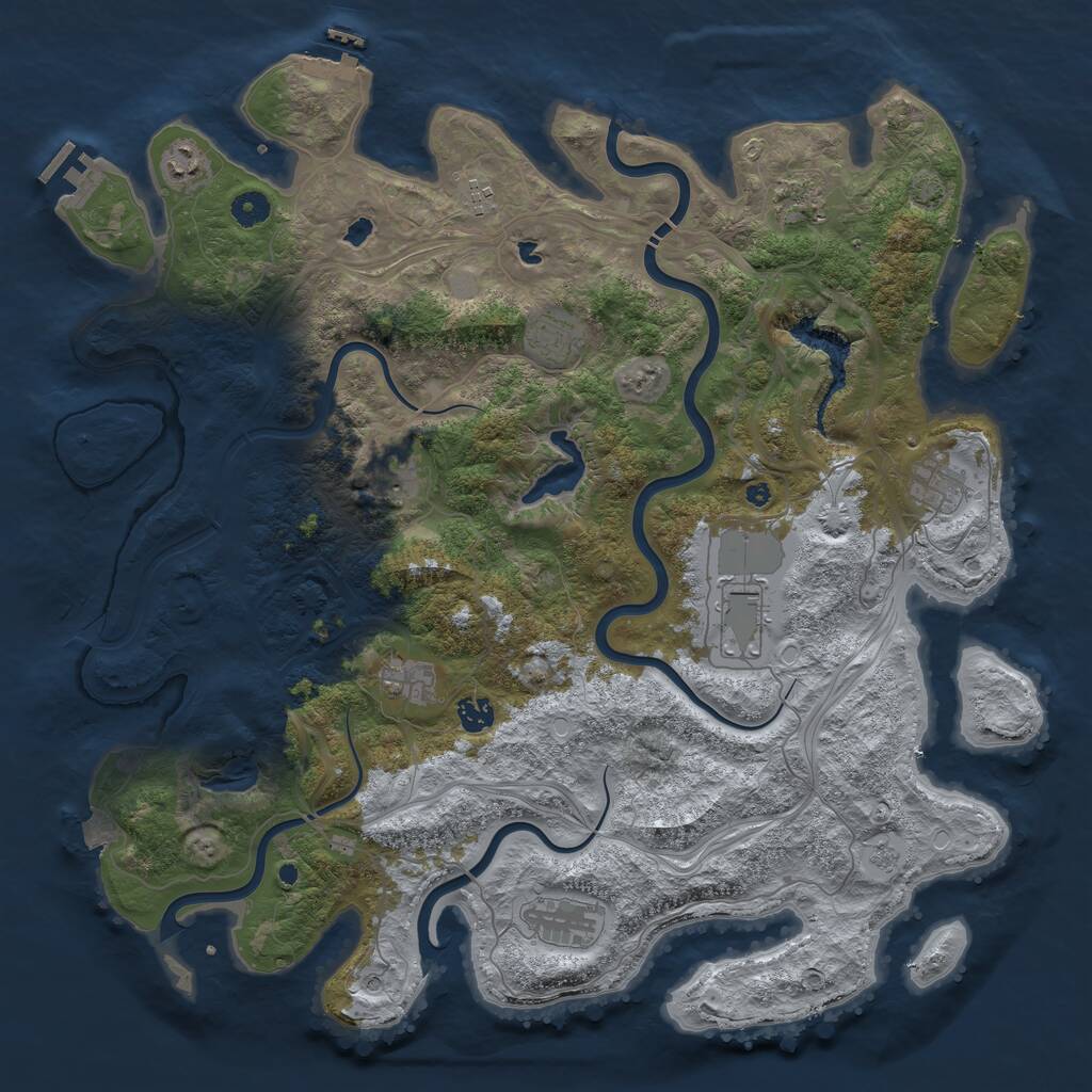 Rust Map: Procedural Map, Size: 4500, Seed: 17963, 16 Monuments