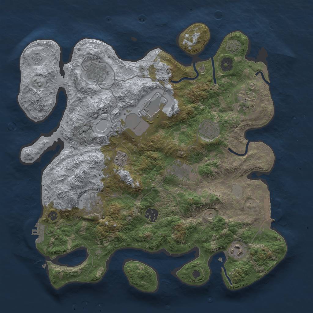 Rust Map: Procedural Map, Size: 3500, Seed: 525540361, 17 Monuments