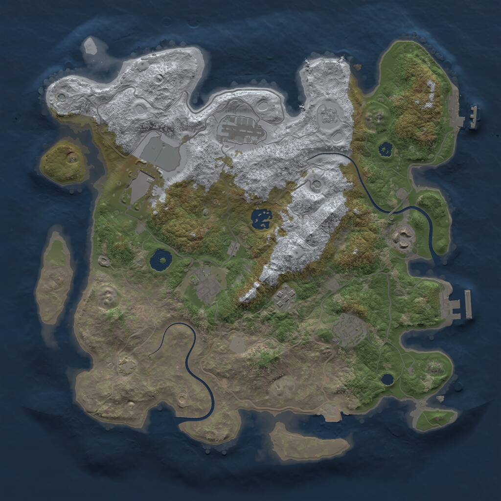 Rust Map: Procedural Map, Size: 3500, Seed: 1148008875, 13 Monuments