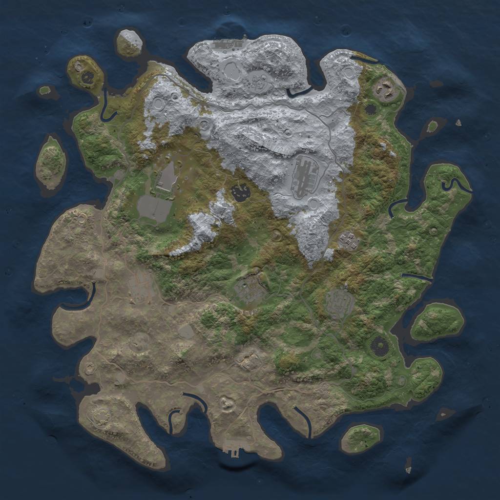 Rust Map: Procedural Map, Size: 4000, Seed: 231811422, 16 Monuments
