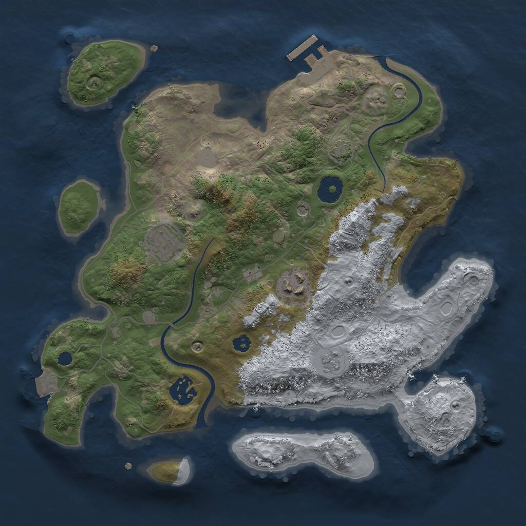 Rust Map: Procedural Map, Size: 3000, Seed: 291708, 8 Monuments
