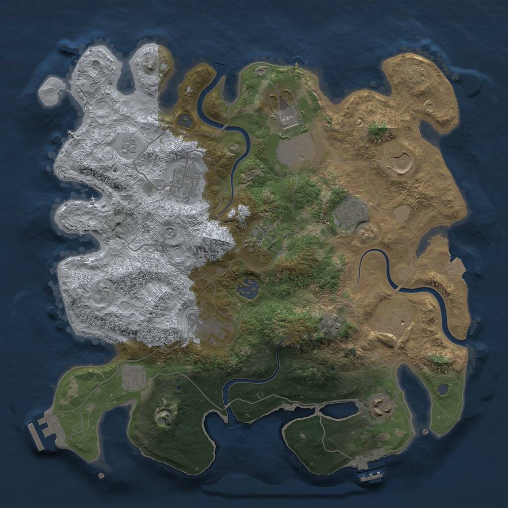 Rust Map: Procedural Map, Size: 3550, Seed: 214072894, 18 Monuments