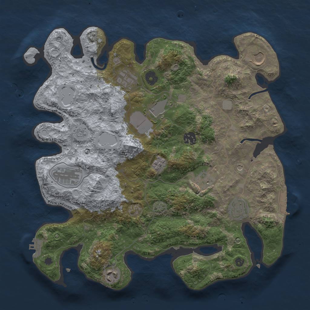 Rust Map: Procedural Map, Size: 3550, Seed: 214072894, 17 Monuments